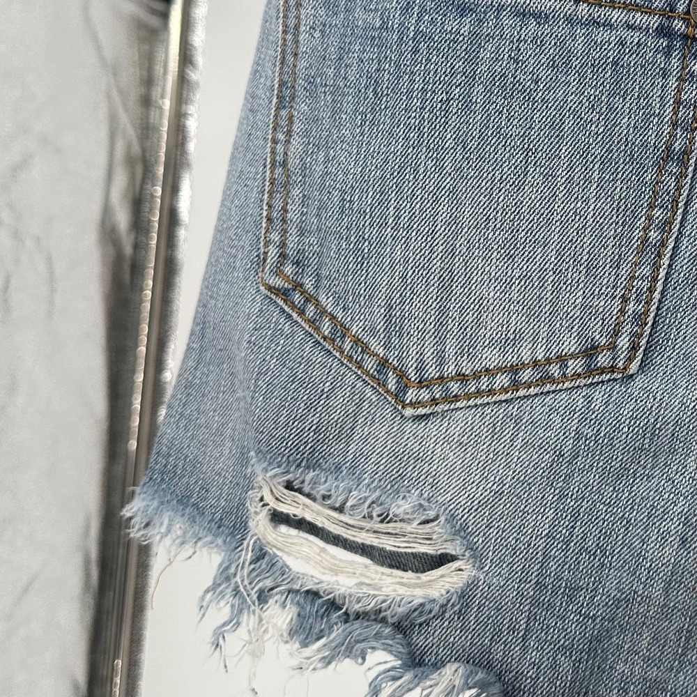 Free People Blue Denim Distressed Cut Off Raw Hem Denim Shorts Butt Holes 29 - Picture 2 of 7